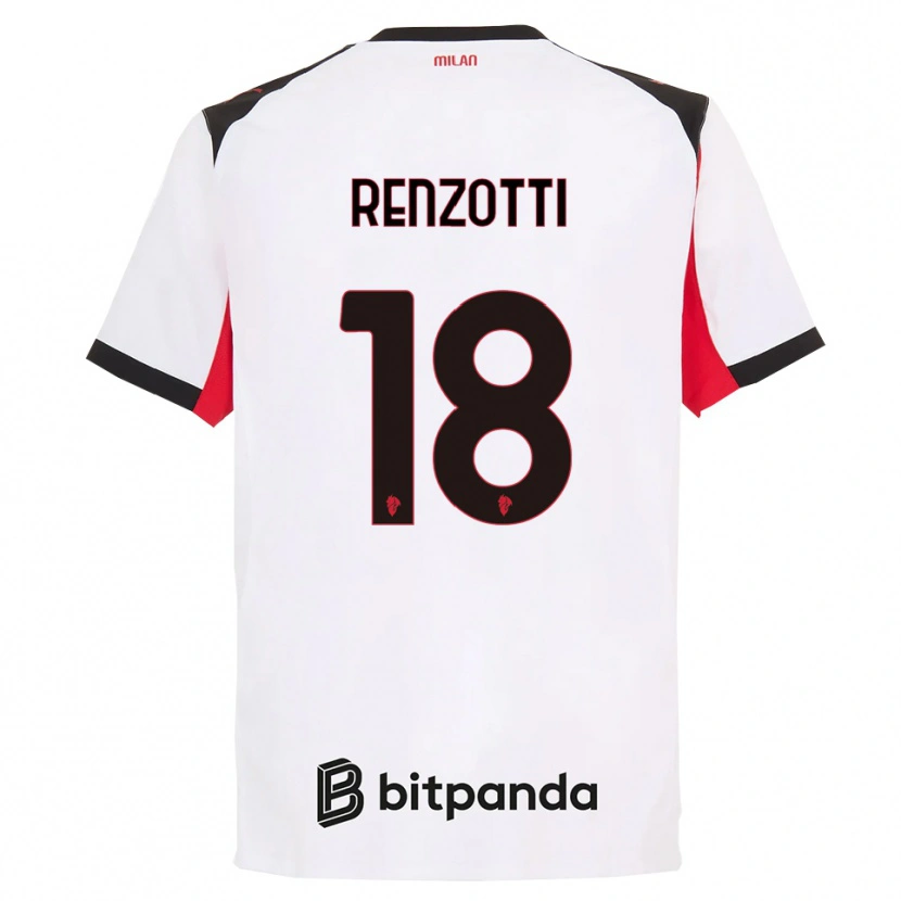 Danxen Uomo Maglia Monica Renzotti #18 Bianco Nero Kit Gara Away 2025/26 Maglietta