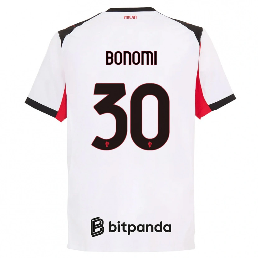 Danxen Uomo Maglia Alessandro Bonomi #30 Bianco Nero Kit Gara Away 2025/26 Maglietta