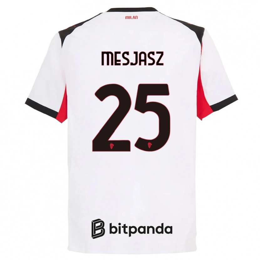 Danxen Uomo Maglia Malgorzata Mesjasz #25 Bianco Nero Kit Gara Away 2025/26 Maglietta