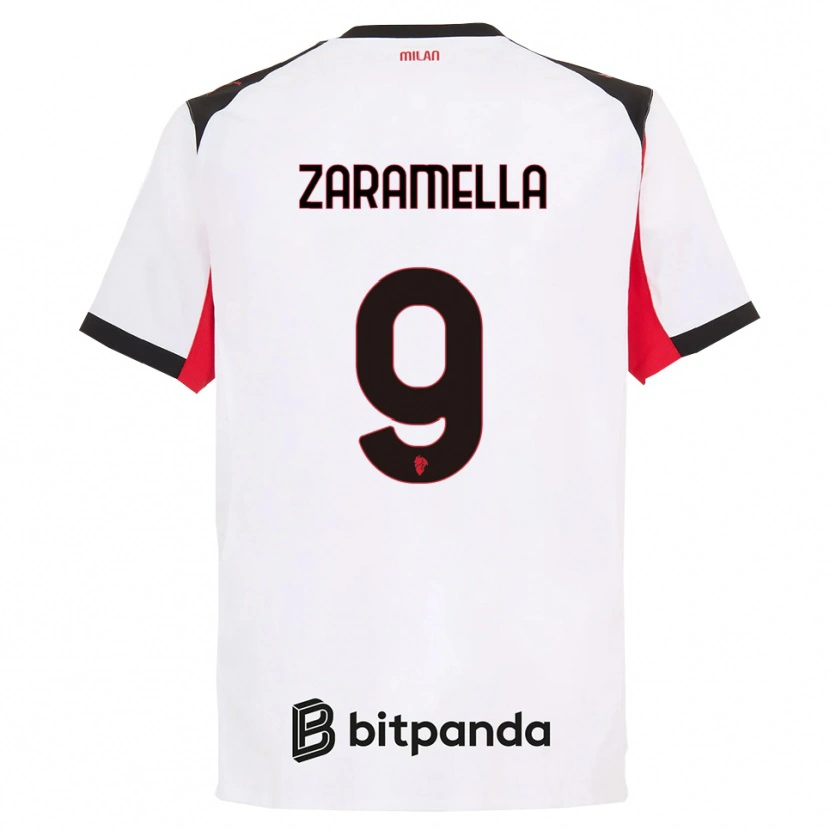 Danxen Uomo Maglia Mattia Zaramella #9 Bianco Nero Kit Gara Away 2025/26 Maglietta