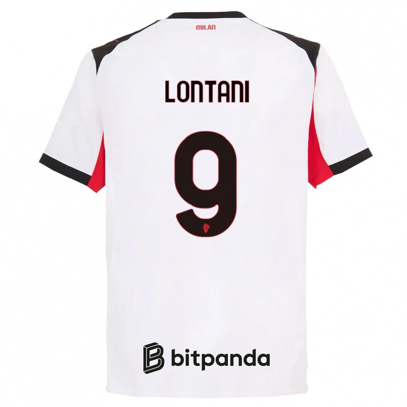 Danxen Uomo Maglia Simone Lontani #9 Bianco Nero Kit Gara Away 2025/26 Maglietta