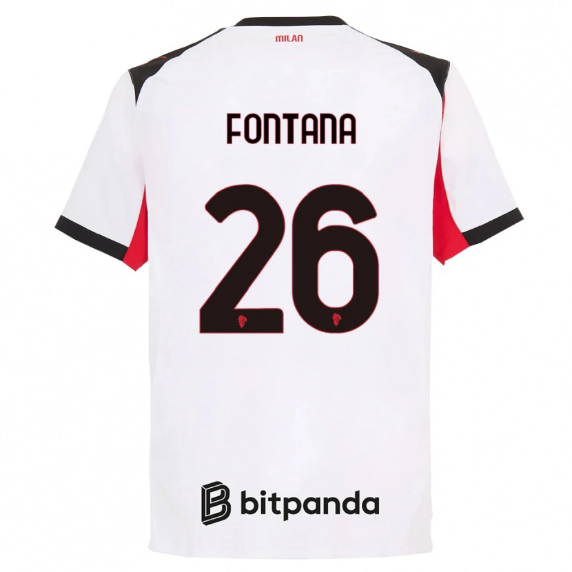 Danxen Uomo Maglia Francesco Fontana #26 Bianco Nero Kit Gara Away 2025/26 Maglietta