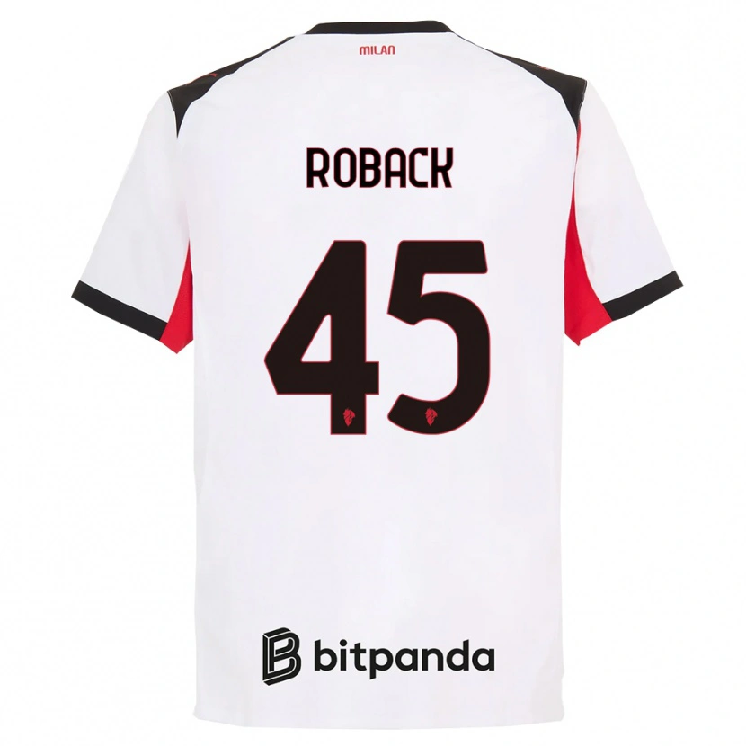 Danxen Uomo Maglia Emil Roback #45 Bianco Nero Kit Gara Away 2025/26 Maglietta