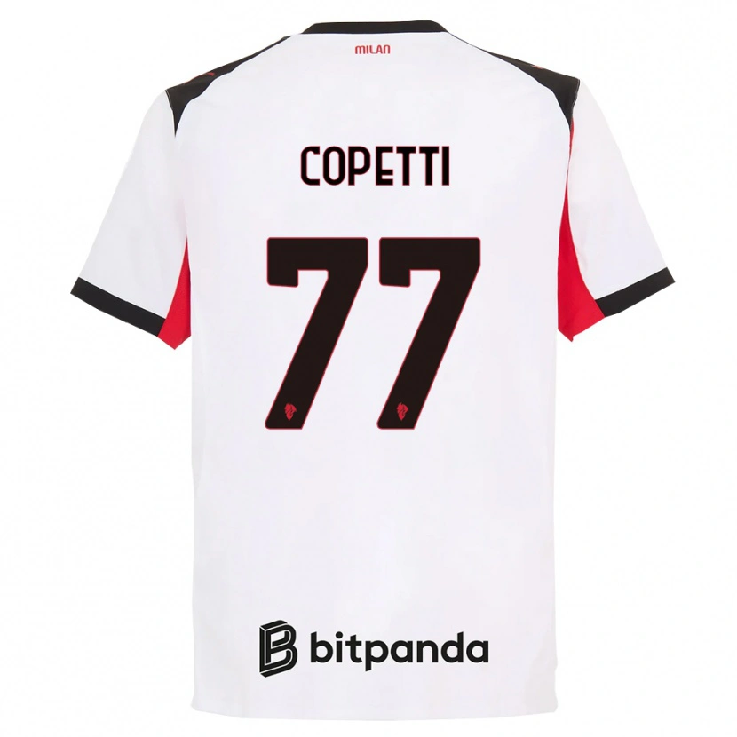Danxen Uomo Maglia Matilde Copetti #77 Bianco Nero Kit Gara Away 2025/26 Maglietta