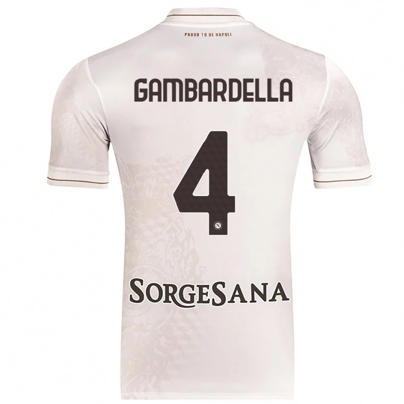 Danxen Uomo Maglia Vittorio Gambardella #4 Champagne Marrone Kit Gara Away 2025/26 Maglietta