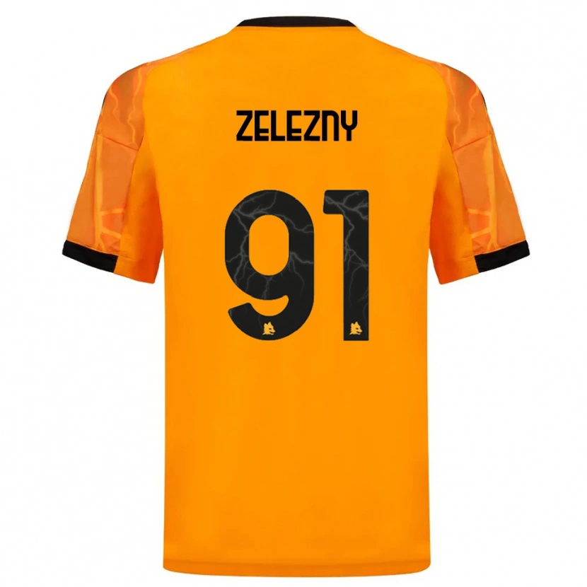 Danxen Uomo Maglia Radoslaw Zelezny #91 Arancione Nero Kit Gara Away 2025/26 Maglietta