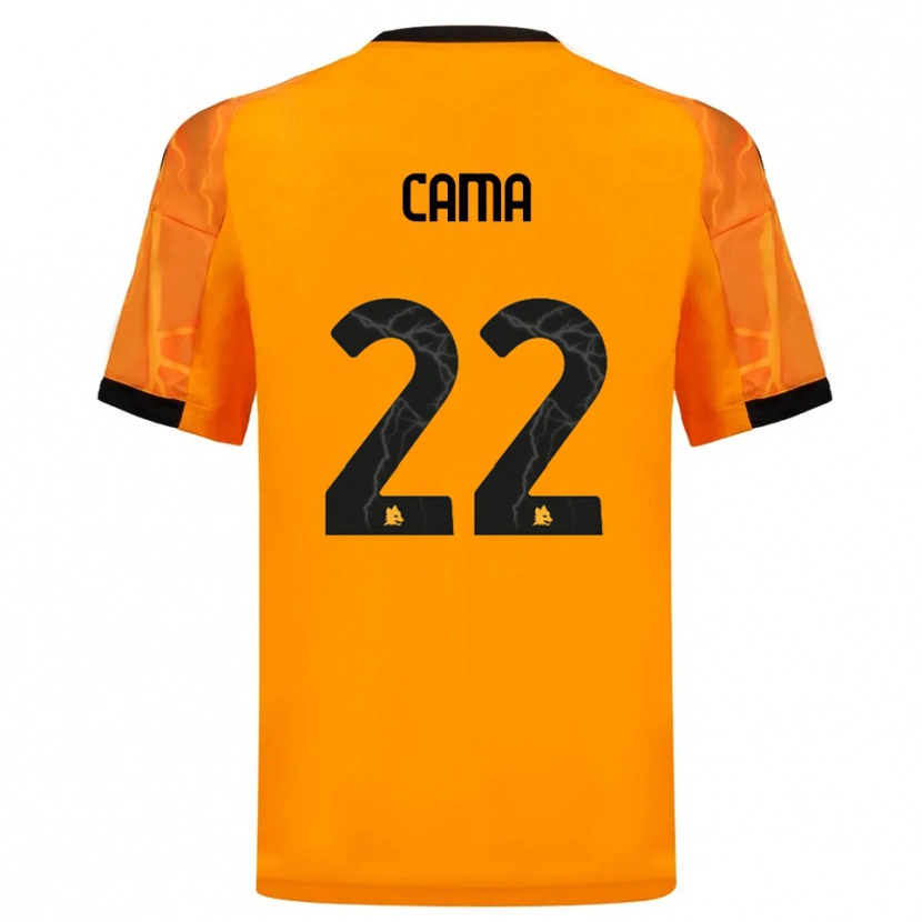 Danxen Uomo Maglia Cristian Cama #22 Arancione Nero Kit Gara Away 2025/26 Maglietta