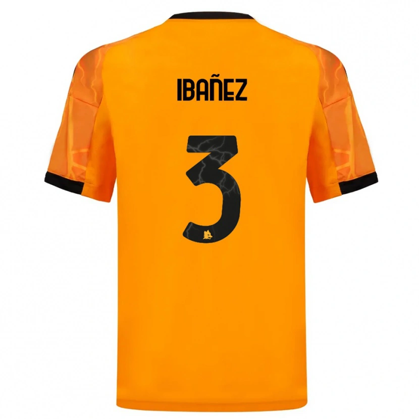 Danxen Uomo Maglia Roger Ibanez #3 Arancione Nero Kit Gara Away 2025/26 Maglietta