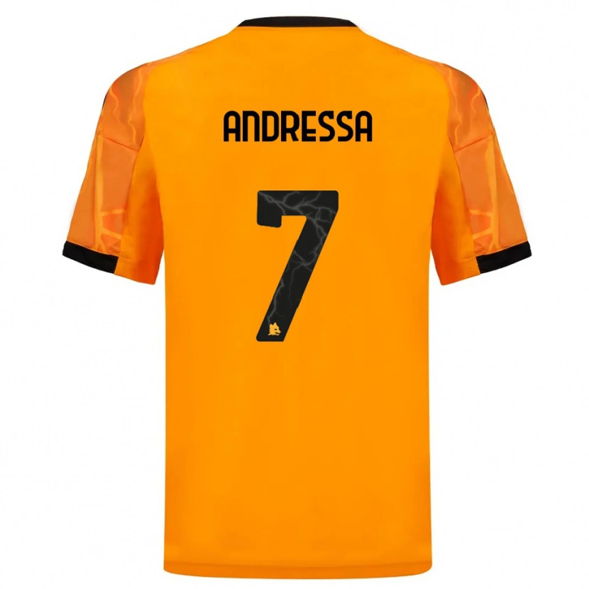 Danxen Uomo Maglia Andressa #7 Arancione Nero Kit Gara Away 2025/26 Maglietta
