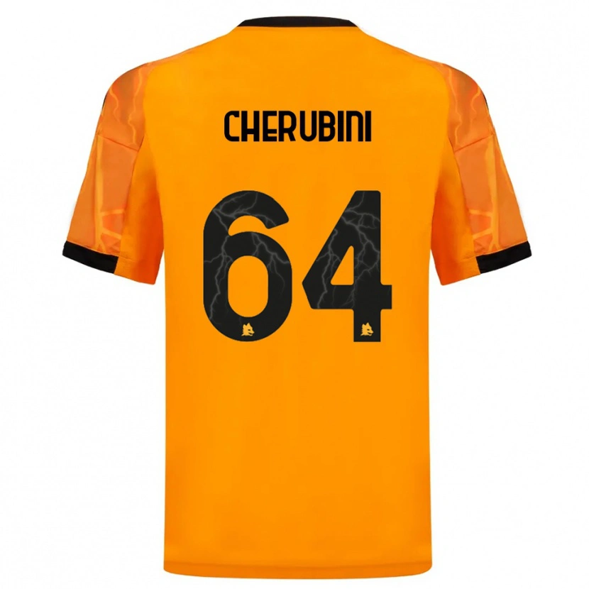 Danxen Uomo Maglia Luigi Cherubini #64 Arancione Nero Kit Gara Away 2025/26 Maglietta