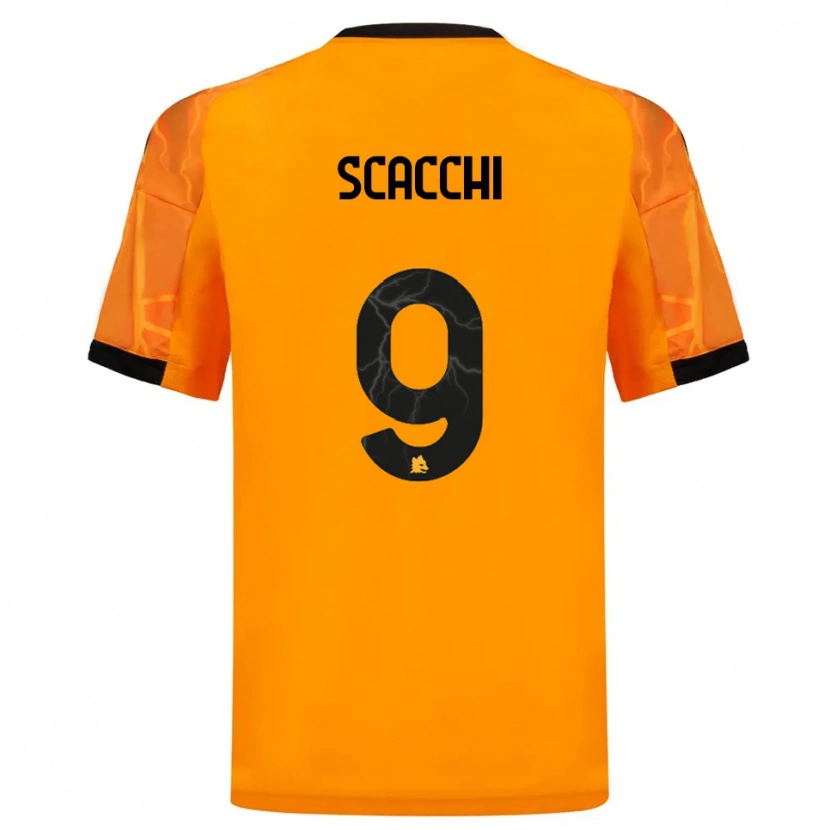 Danxen Uomo Maglia Manuel Scacchi #9 Arancione Nero Kit Gara Away 2025/26 Maglietta