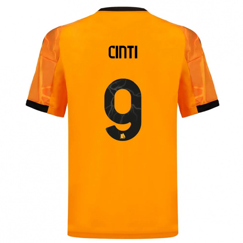 Danxen Uomo Maglia Valerio Cinti #9 Arancione Nero Kit Gara Away 2025/26 Maglietta