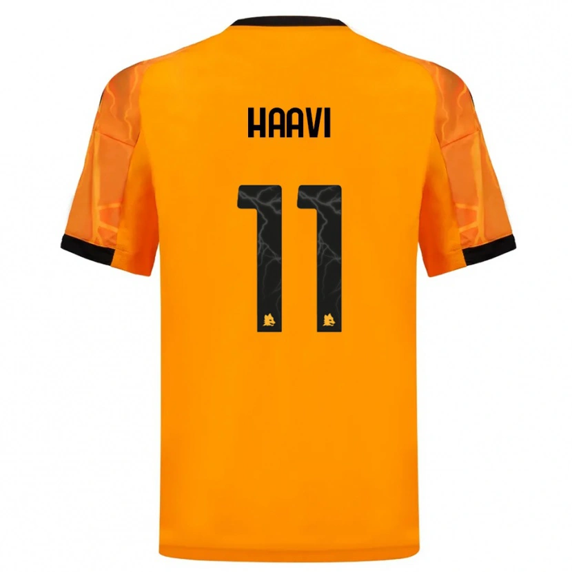 Danxen Uomo Maglia Emilie Haavi #11 Arancione Nero Kit Gara Away 2025/26 Maglietta