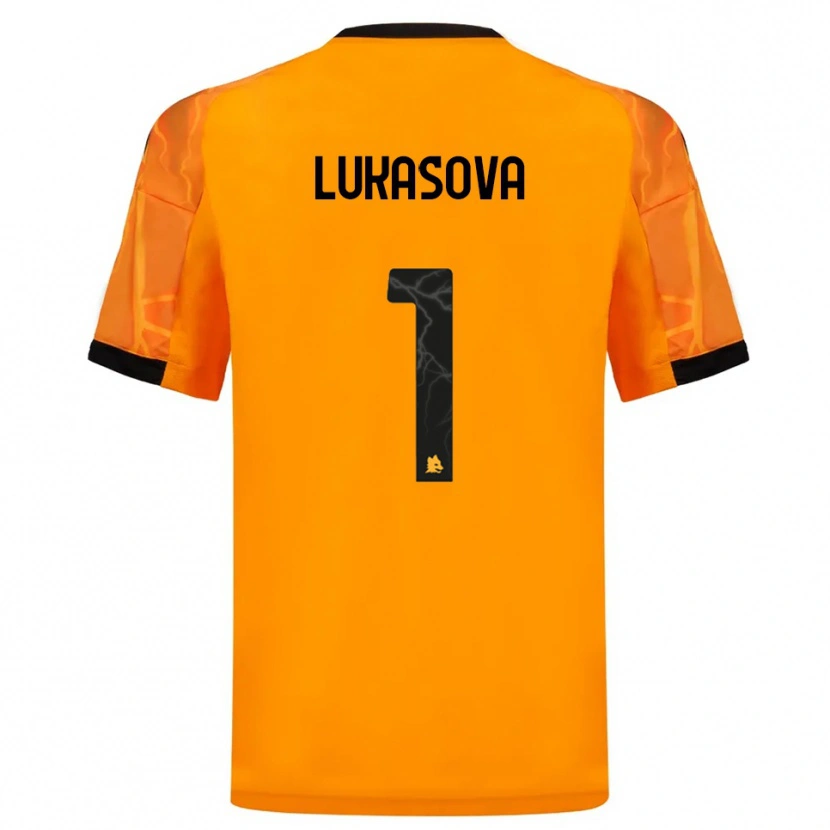 Danxen Uomo Maglia Olivie Lukášová #1 Arancione Nero Kit Gara Away 2025/26 Maglietta