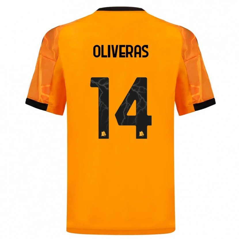 Danxen Uomo Maglia Jan Oliveras #14 Arancione Nero Kit Gara Away 2025/26 Maglietta