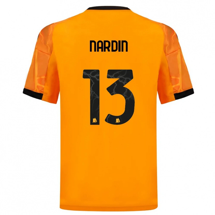 Danxen Uomo Maglia Federico Nardin #13 Arancione Nero Kit Gara Away 2025/26 Maglietta