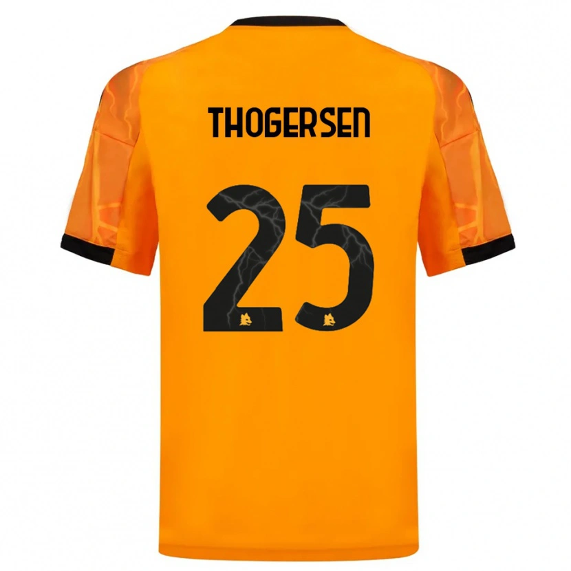 Danxen Uomo Maglia Frederikke Skjødt Thøgersen #25 Arancione Nero Kit Gara Away 2025/26 Maglietta