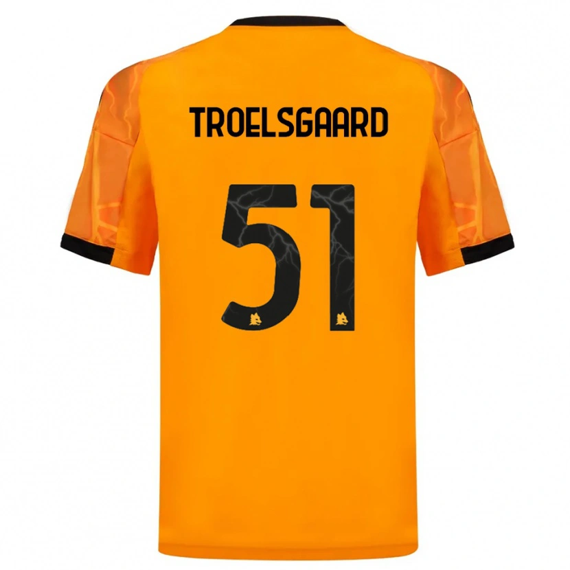 Danxen Uomo Maglia Sanne Troelsgaard Nielsen #51 Arancione Nero Kit Gara Away 2025/26 Maglietta