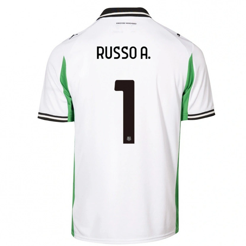 Danxen Uomo Maglia Alessandro Russo #1 Bianco Verde Nero Kit Gara Away 2025/26 Maglietta