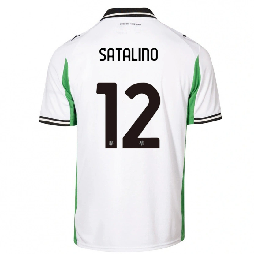 Danxen Uomo Maglia Giacomo Satalino #12 Bianco Verde Nero Kit Gara Away 2025/26 Maglietta