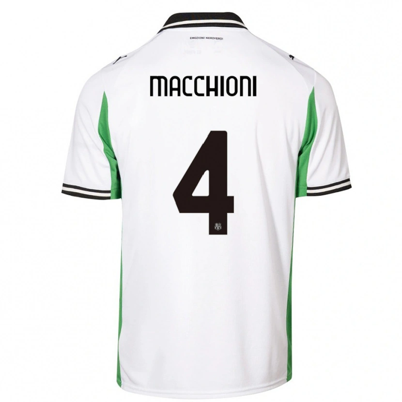 Danxen Uomo Maglia Tommaso Macchioni #4 Bianco Verde Nero Kit Gara Away 2025/26 Maglietta