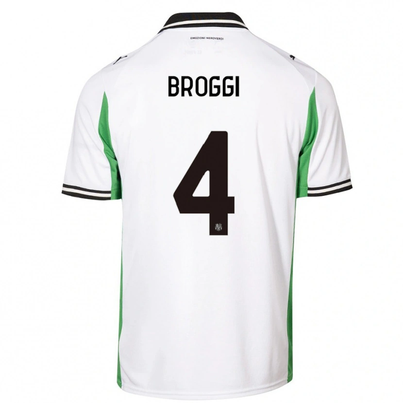 Danxen Uomo Maglia Nicola Broggi #4 Bianco Verde Nero Kit Gara Away 2025/26 Maglietta