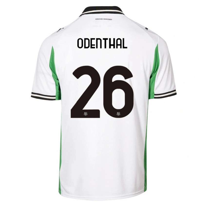Danxen Uomo Maglia Cas Odenthal #26 Bianco Verde Nero Kit Gara Away 2025/26 Maglietta