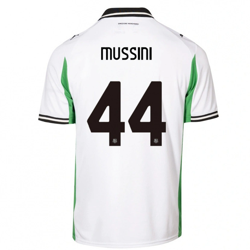 Danxen Uomo Maglia Andrea Mussini #44 Bianco Verde Nero Kit Gara Away 2025/26 Maglietta