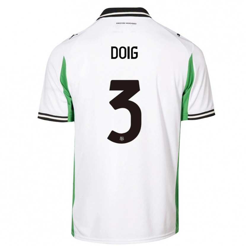 Danxen Uomo Maglia Josh Doig #3 Bianco Verde Nero Kit Gara Away 2025/26 Maglietta