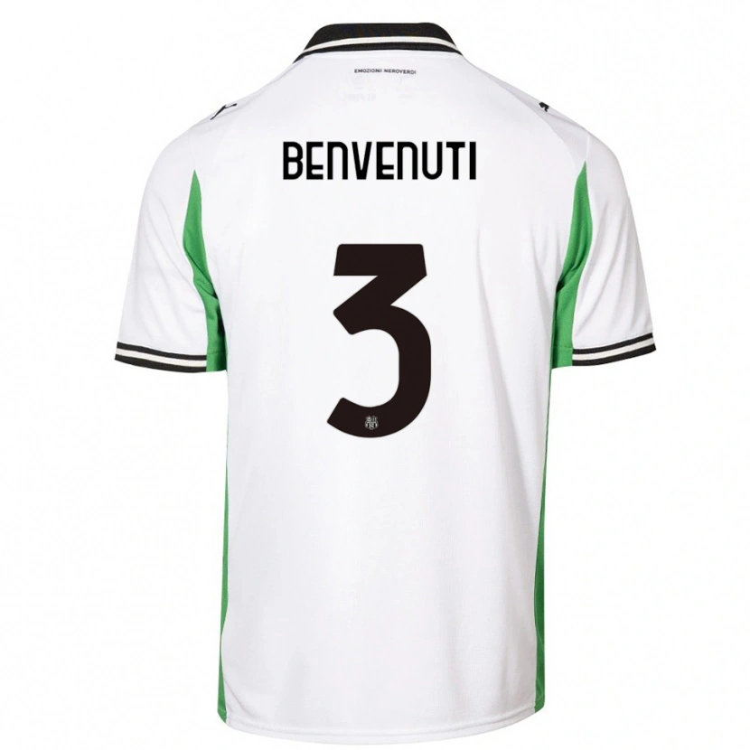 Danxen Uomo Maglia Tommaso Benvenuti #3 Bianco Verde Nero Kit Gara Away 2025/26 Maglietta