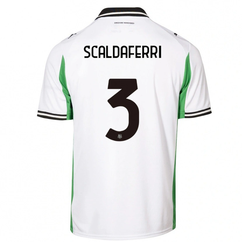 Danxen Uomo Maglia Andrea Scaldaferri #3 Bianco Verde Nero Kit Gara Away 2025/26 Maglietta