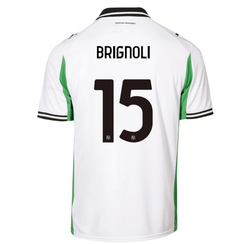 Danxen Uomo Maglia Benedetta Brignoli #15 Bianco Verde Nero Kit Gara Away 2025/26 Maglietta