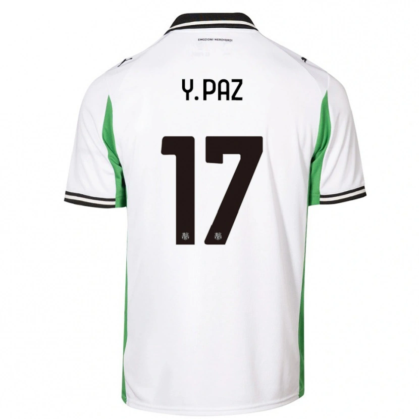 Danxen Uomo Maglia Yeferson Paz #17 Bianco Verde Nero Kit Gara Away 2025/26 Maglietta