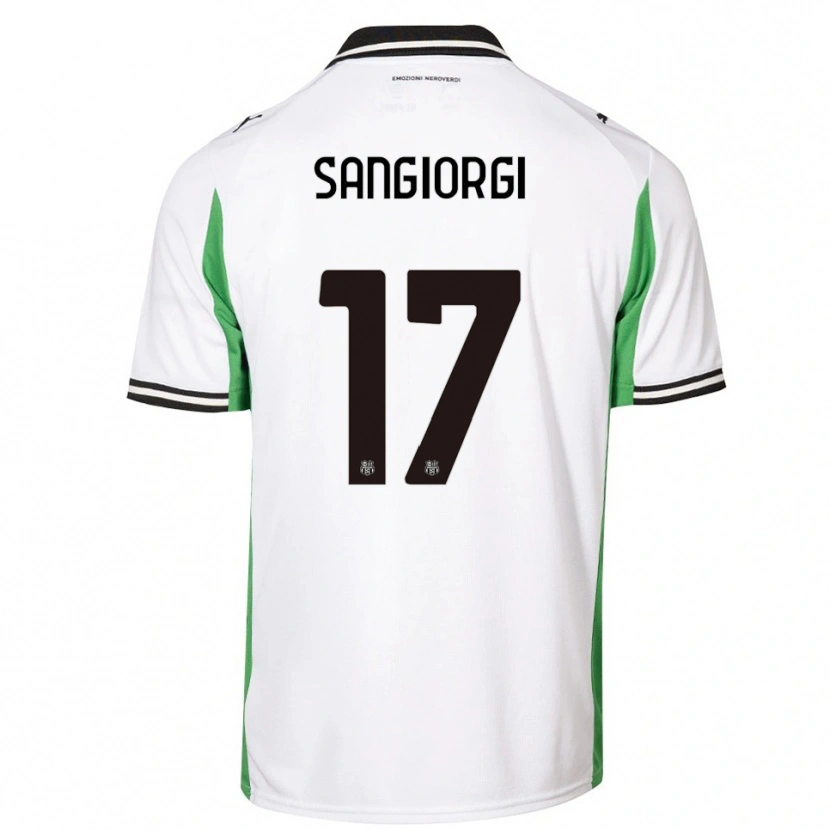 Danxen Uomo Maglia Federico Sangiorgi #17 Bianco Verde Nero Kit Gara Away 2025/26 Maglietta