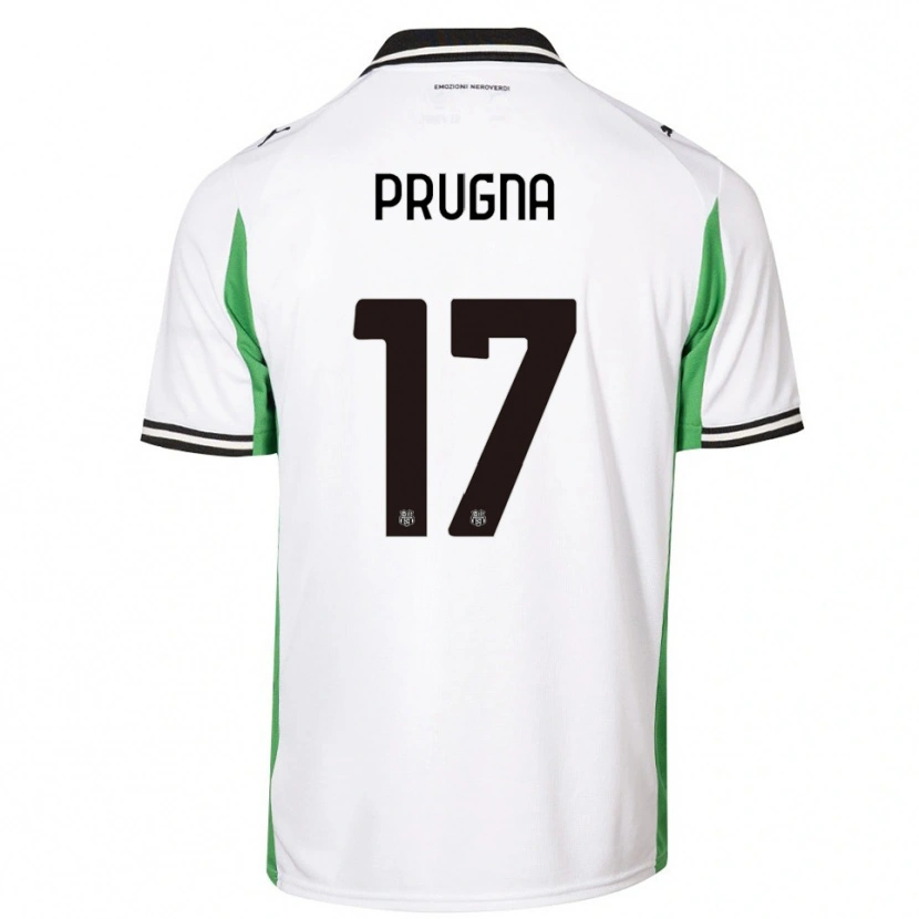 Danxen Uomo Maglia Cecilia Prugna #17 Bianco Verde Nero Kit Gara Away 2025/26 Maglietta