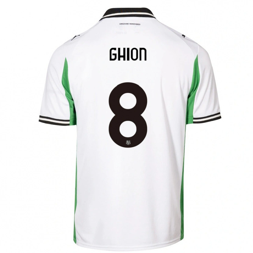 Danxen Uomo Maglia Andrea Ghion #8 Bianco Verde Nero Kit Gara Away 2025/26 Maglietta