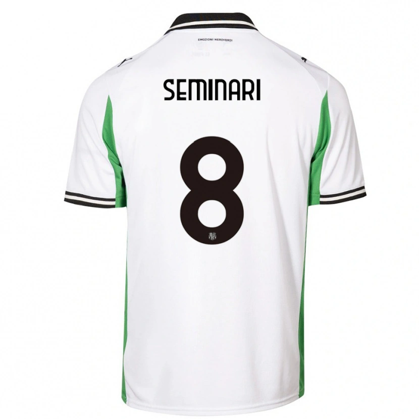 Danxen Uomo Maglia Giacomo Seminari #8 Bianco Verde Nero Kit Gara Away 2025/26 Maglietta