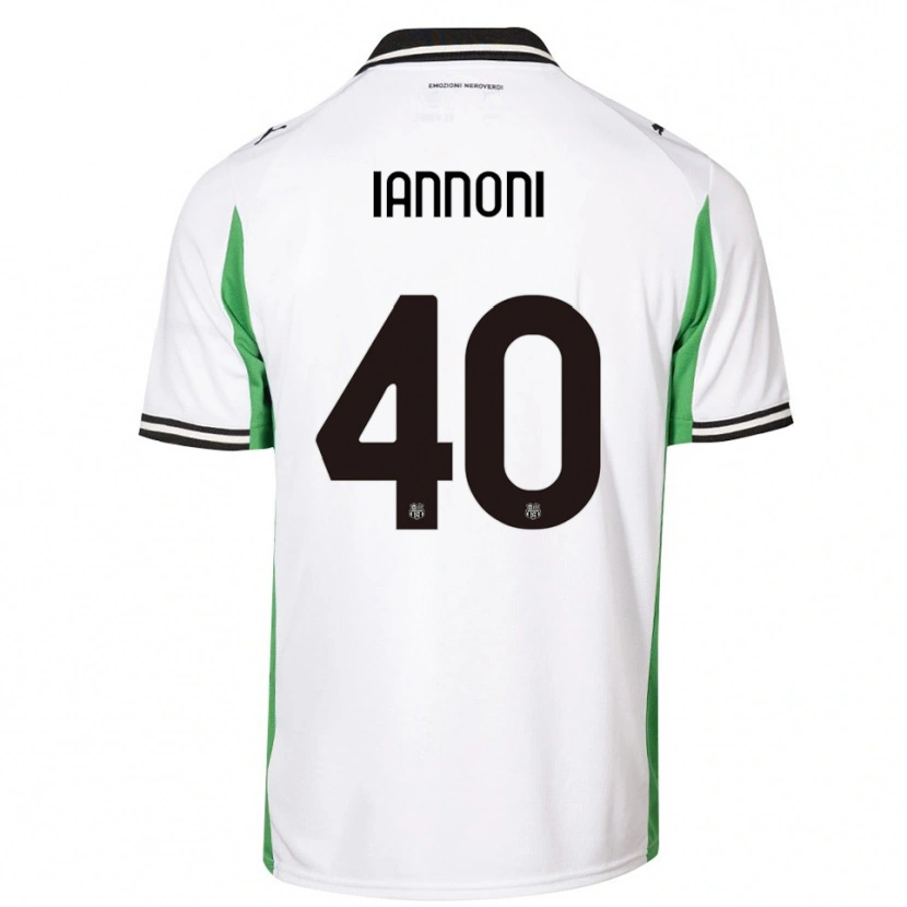 Danxen Uomo Maglia Edoardo Iannoni #40 Bianco Verde Nero Kit Gara Away 2025/26 Maglietta