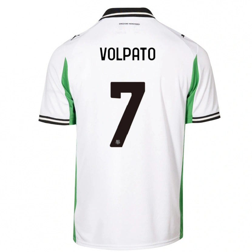 Danxen Uomo Maglia Cristian Volpato #7 Bianco Verde Nero Kit Gara Away 2025/26 Maglietta