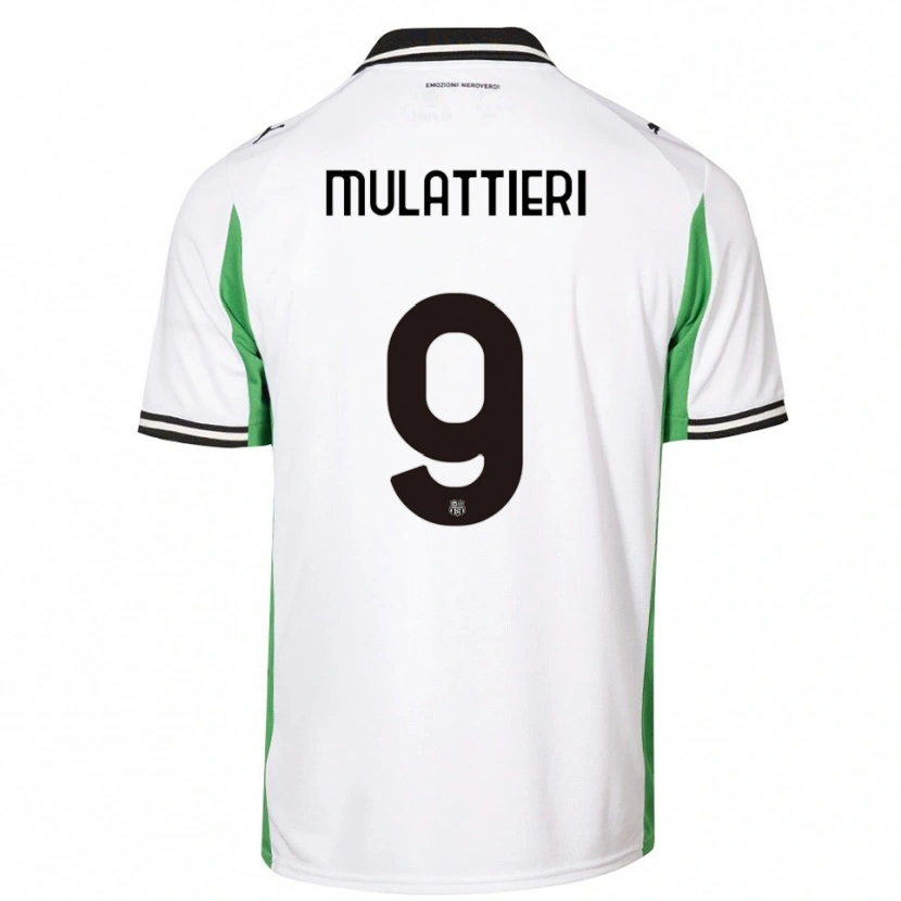 Danxen Uomo Maglia Samuele Mulattieri #9 Bianco Verde Nero Kit Gara Away 2025/26 Maglietta