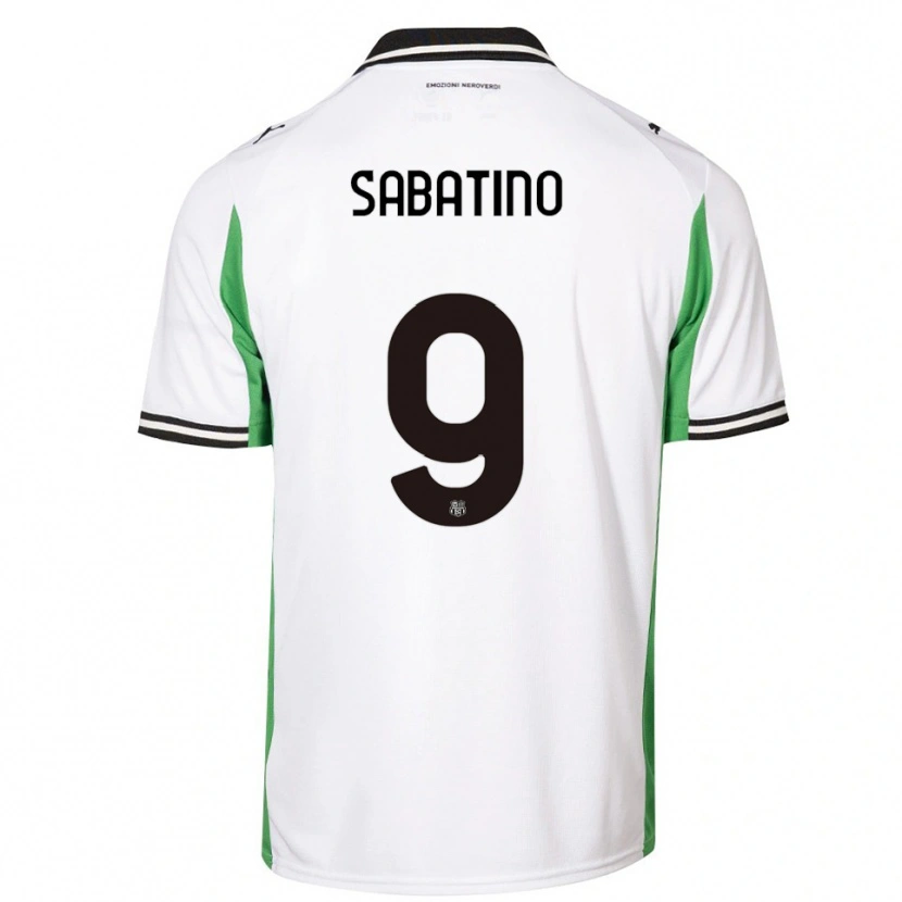 Danxen Uomo Maglia Daniela Sabatino #9 Bianco Verde Nero Kit Gara Away 2025/26 Maglietta