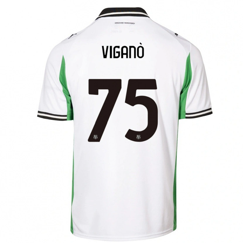 Danxen Uomo Maglia Lorenzo Viganò #75 Bianco Verde Nero Kit Gara Away 2025/26 Maglietta