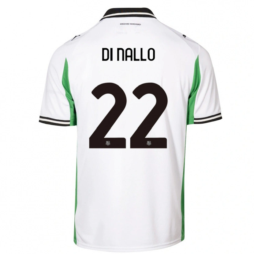 Danxen Uomo Maglia Erica Di Nallo #22 Bianco Verde Nero Kit Gara Away 2025/26 Maglietta