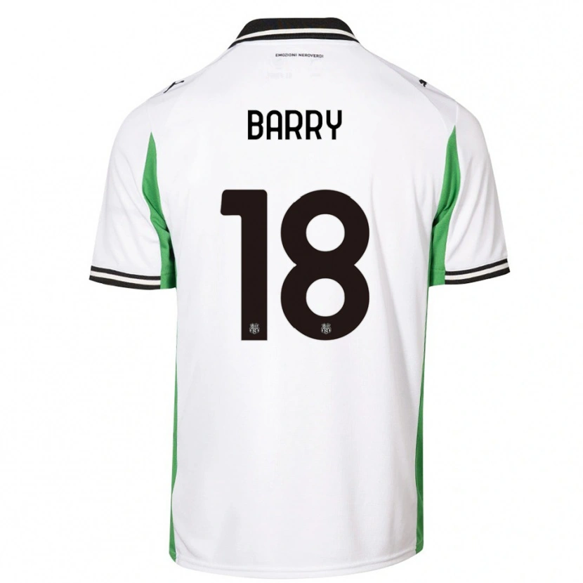 Danxen Uomo Maglia Omar Barry #18 Bianco Verde Nero Kit Gara Away 2025/26 Maglietta