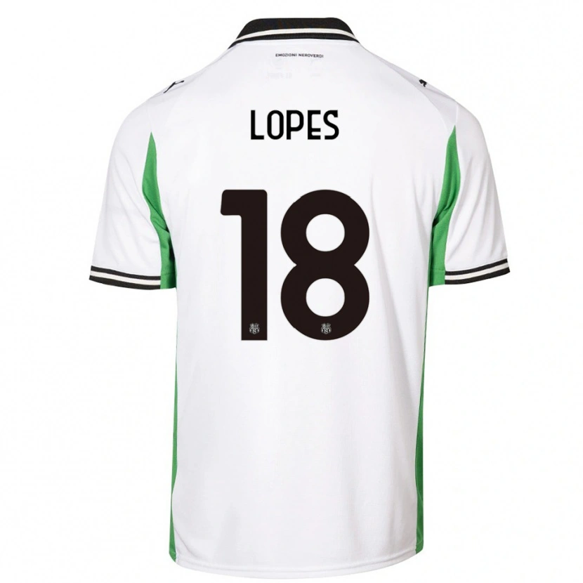 Danxen Uomo Maglia Emerick Lopes #18 Bianco Verde Nero Kit Gara Away 2025/26 Maglietta