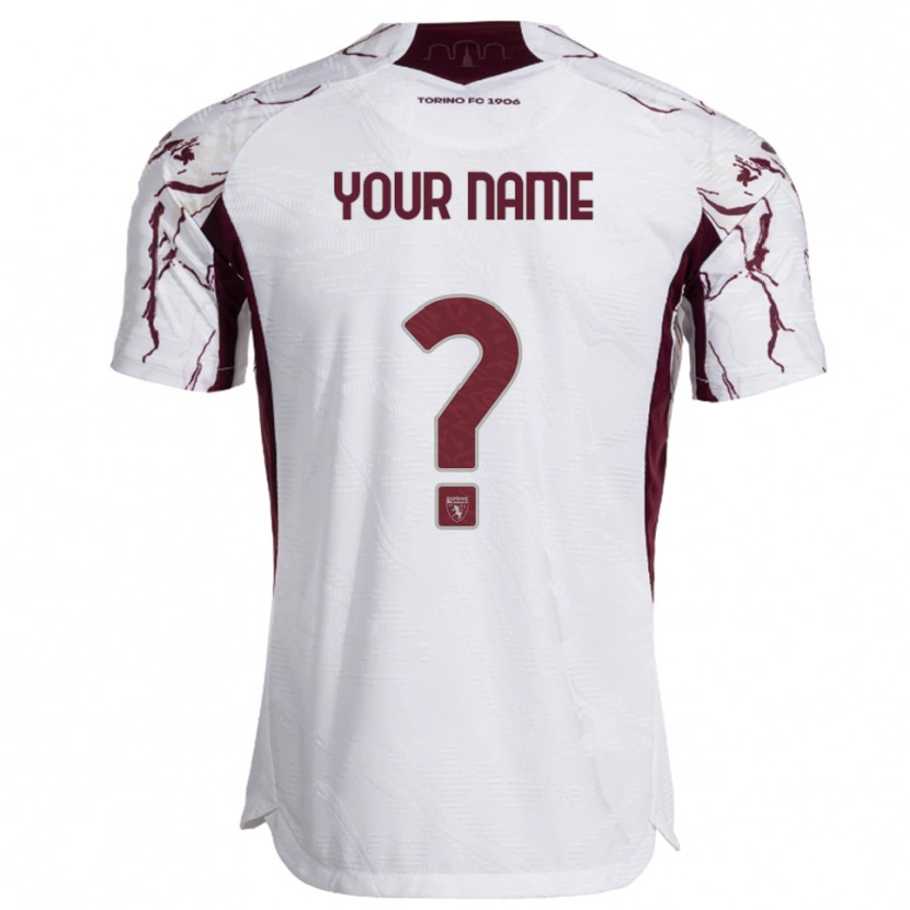 Danxen Uomo Maglia Il Tuo Nome #0 Bianco Bordeaux Kit Gara Away 2025/26 Maglietta