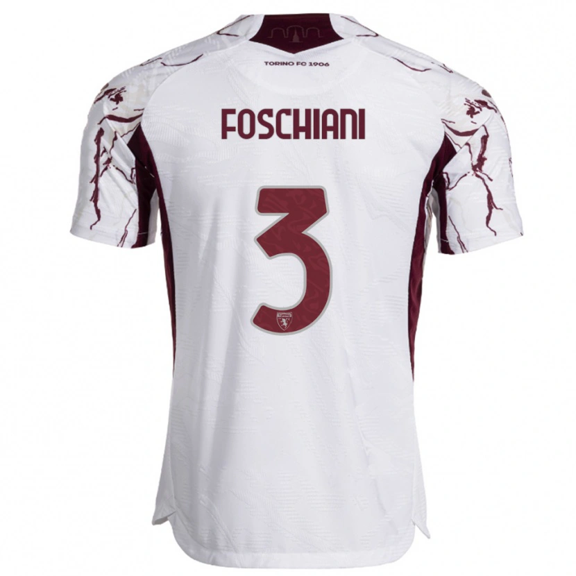 Danxen Uomo Maglia Francesco Foschiani #3 Bianco Bordeaux Kit Gara Away 2025/26 Maglietta