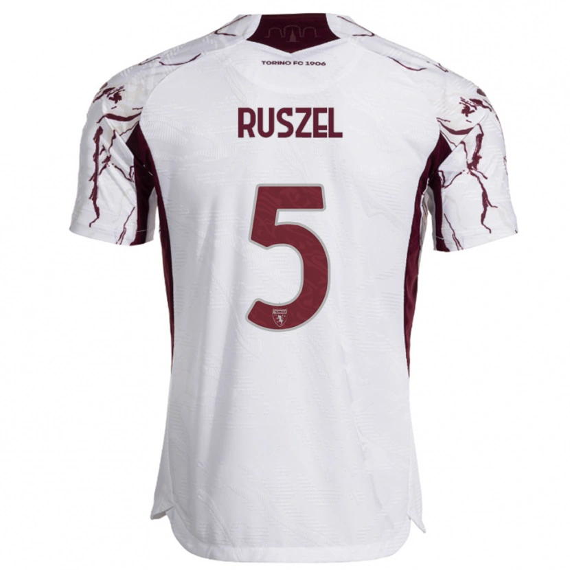 Danxen Uomo Maglia Marcel Ruszel #5 Bianco Bordeaux Kit Gara Away 2025/26 Maglietta