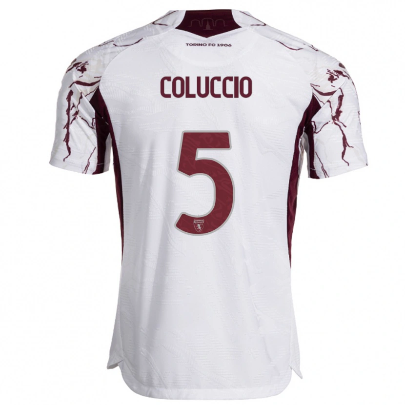 Danxen Uomo Maglia Francesca Coluccio #5 Bianco Bordeaux Kit Gara Away 2025/26 Maglietta