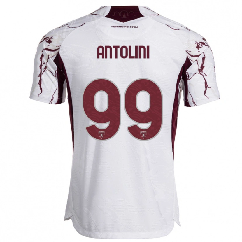 Danxen Uomo Maglia Jacopo Antolini #99 Bianco Bordeaux Kit Gara Away 2025/26 Maglietta